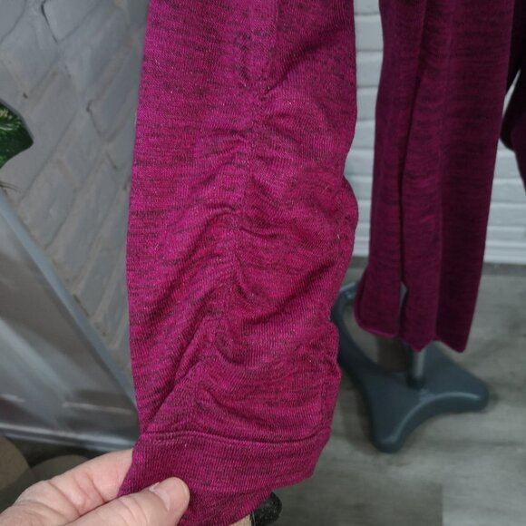 Athleta Ladies Size Large Purple with Black 3/4 Length Sleeve Open Cardigan - Picture 4 of 9